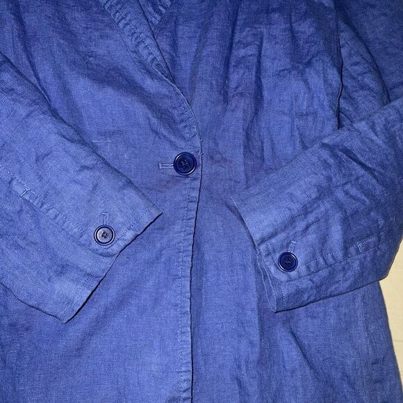 Madewell Double-Breasted Crossover Oversized Blazer Linen Bluestone Large NL227 - Picture 8 of 15